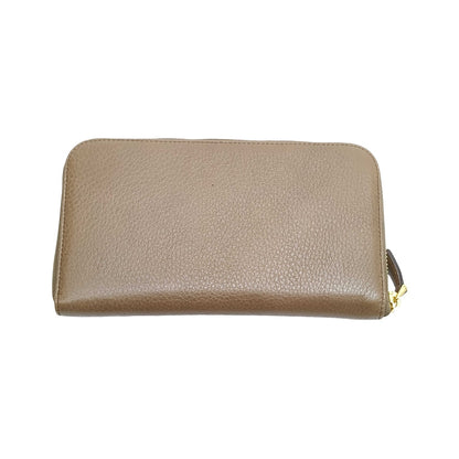 Prada Zip Around Vitello Daino, Brown, Leather, Wallet