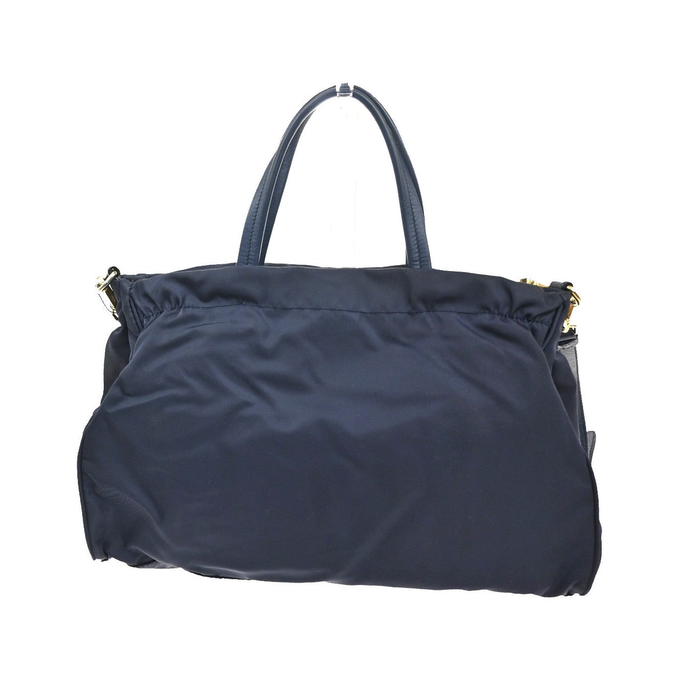 Prada Zip Convertible Shopping Tote Tessuto with Saffiano Leather, Navy, Nylon, Handbag