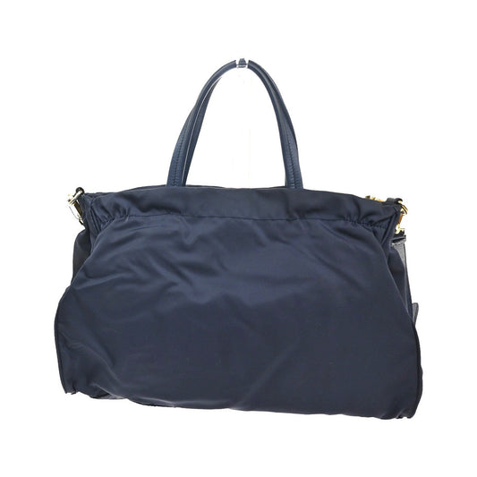 Prada Zip Convertible Shopping Tote Tessuto with Saffiano Leather, Navy, Nylon, Handbag
