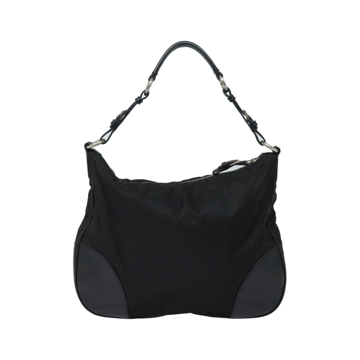 Prada Zip Hobo Tessuto with Leather, Black, Nylon, Shoulder Bag