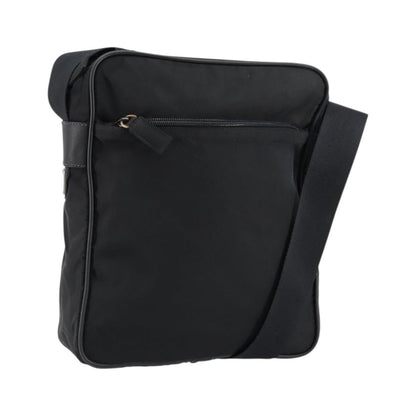 Prada Zip Messenger Tessuto with Leather, Black, Nylon, Handbag