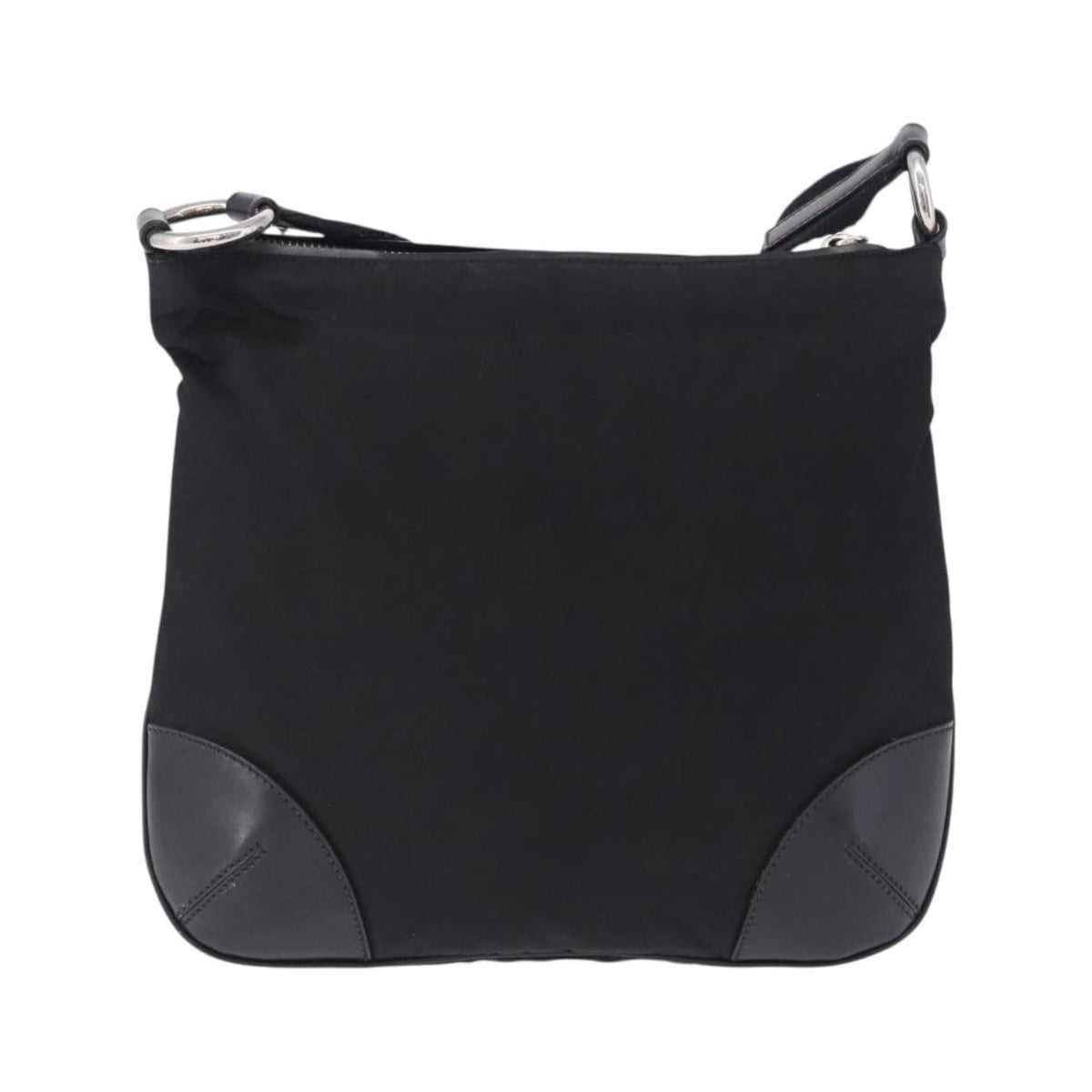 Prada Zip Messenger Tessuto with Leather, Black, Nylon, Handbag