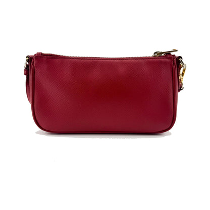 Prada Zip Saffiano Leather, Red, Leather, Shoulder Bag