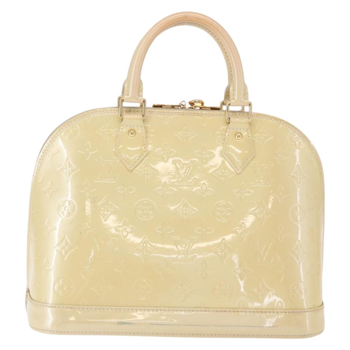 Louis Vuitton Alma Handbag Monogram Vernis, BEIGE, PATENT_LEATHER, Handbag