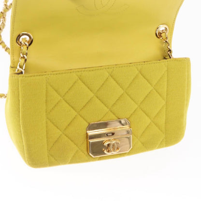 Chanel Chic With Me Flap Bag Quilted Jersey, YELLOW, COTTON, Shoulder bag