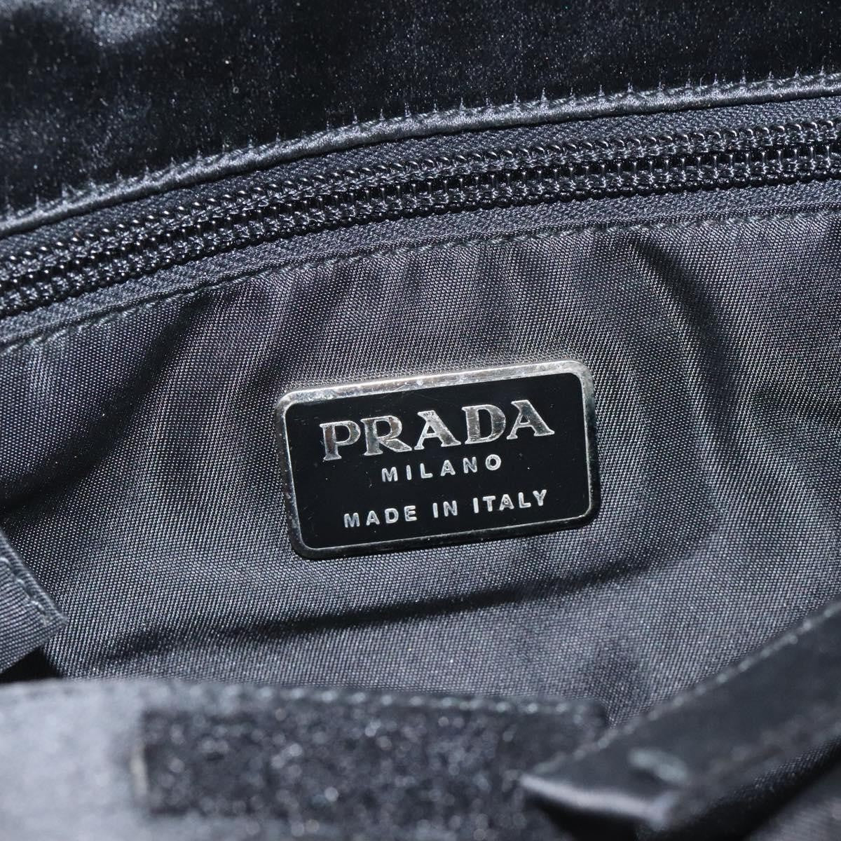 Prada Resin Handle Tote Satin, BLACK, SATIN, Tote bag