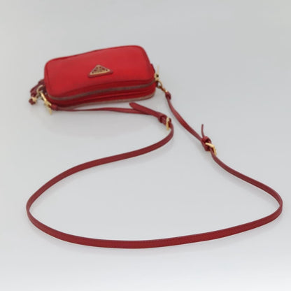 Prada Double Zip Shoulder Bag Nylon, RED, NYLON, Shoulder bag