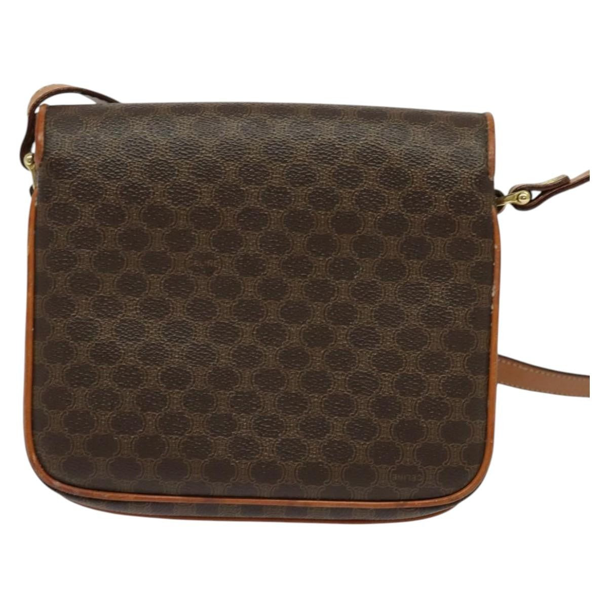 Celine Macadam Shoulder Bag PVC Leather, BROWN, CANVAS, Shoulder bag