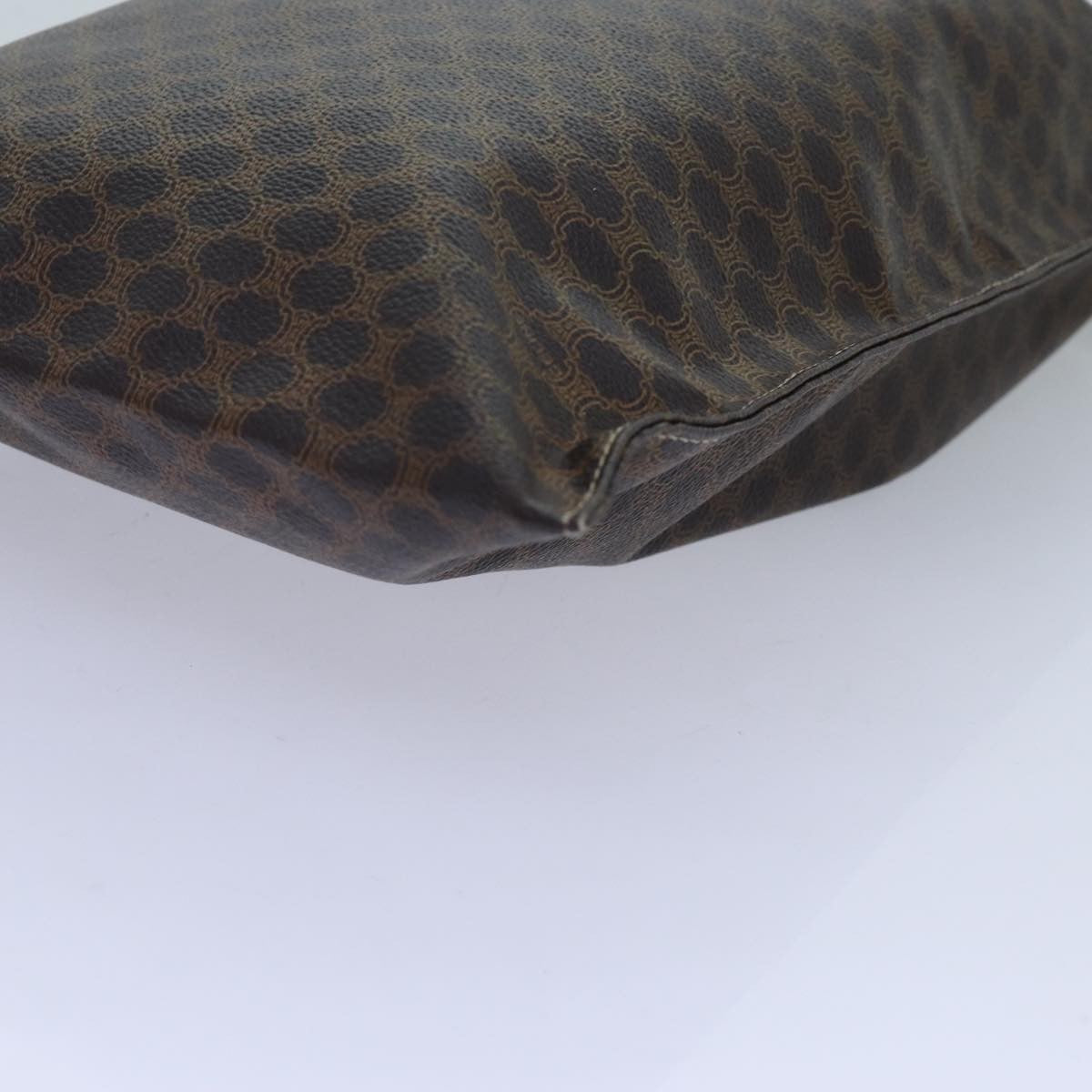 Celine Triomphe Drawstring Bucket Bag Raffia with Leather, BROWN, PVC, Shoulder bag