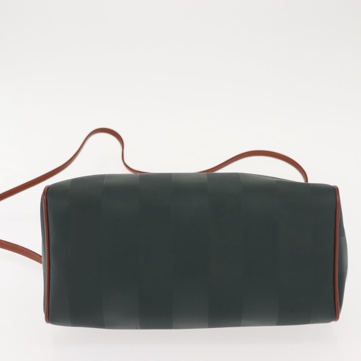 Fendi Vintage Pequin Convertible Boston Bag Coated Canvas, GREEN, CANVAS, Handbag