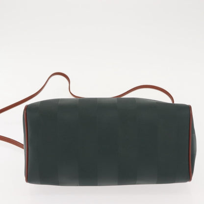 Fendi Vintage Pequin Convertible Boston Bag Coated Canvas, GREEN, CANVAS, Handbag