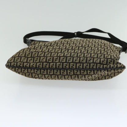 Fendi Vintage Zip Messenger Bag Zucca Canvas, BROWN, CANVAS, Shoulder bag