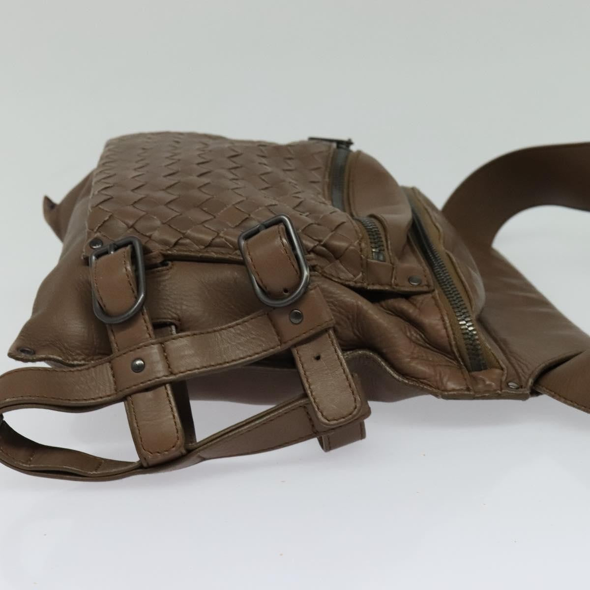 Bottega Veneta Zip Pocket Waist Bag Leather with Intrecciato, BROWN, LEATHER, Clutche & pouche