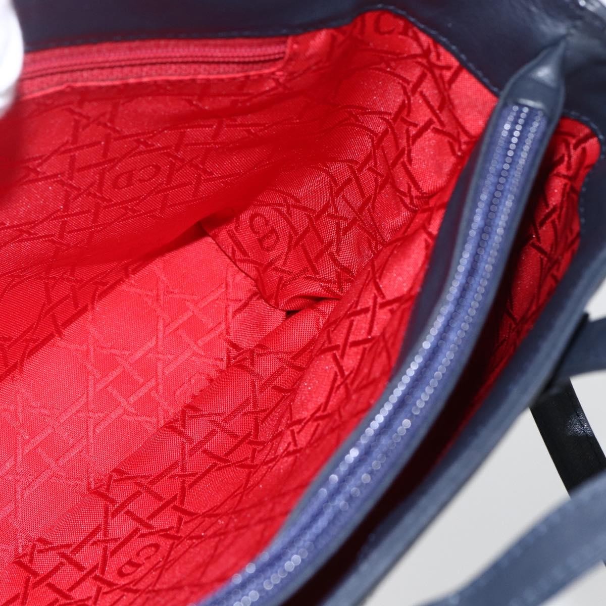 Christian Dior Vintage CD Handbag Leather, NAVY, LEATHER, Handbag