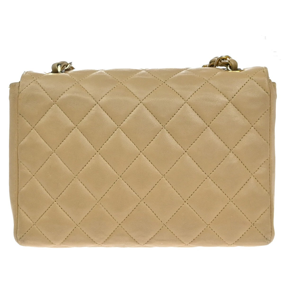 Chanel Vintage Envelope Flap Bag Quilted Lambskin, BEIGE, LEATHER, Clutche & pouche