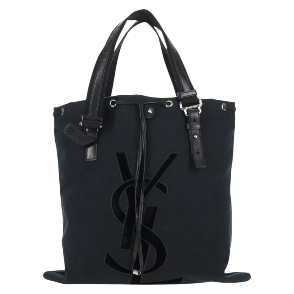 Saint Laurent Kahala Drawstring Tote Canvas, BLACK, CANVAS, Tote bag