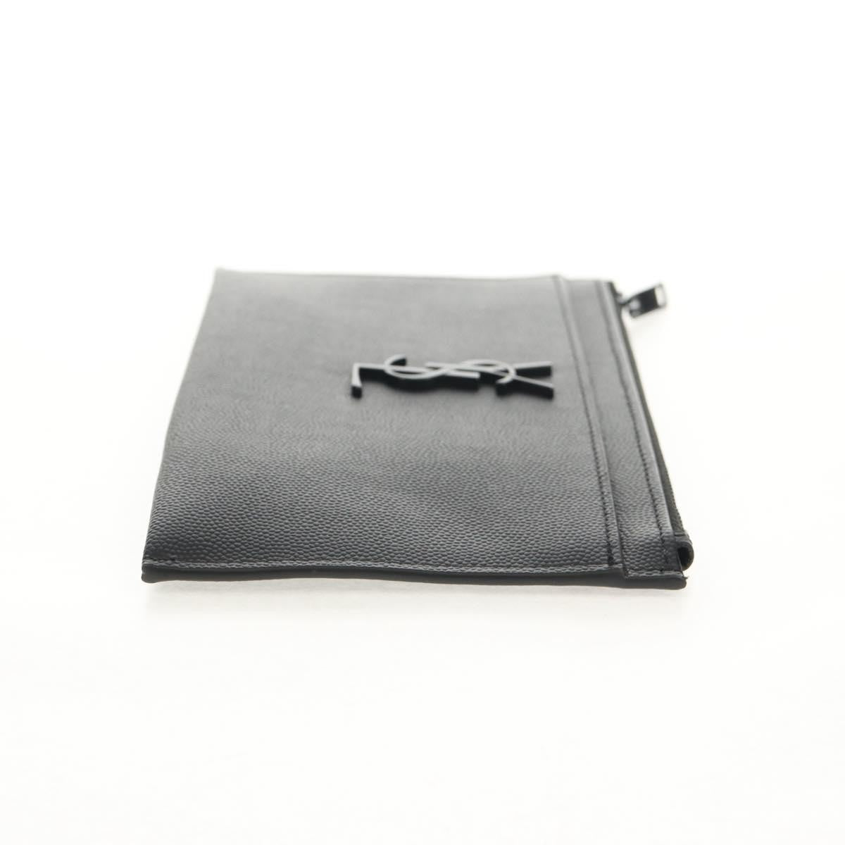 Saint Laurent Classic Monogram Zip Bill Pouch Leather, BLACK, LEATHER, Clutche & pouche