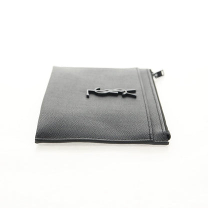 Saint Laurent Classic Monogram Zip Bill Pouch Leather, BLACK, LEATHER, Clutche & pouche