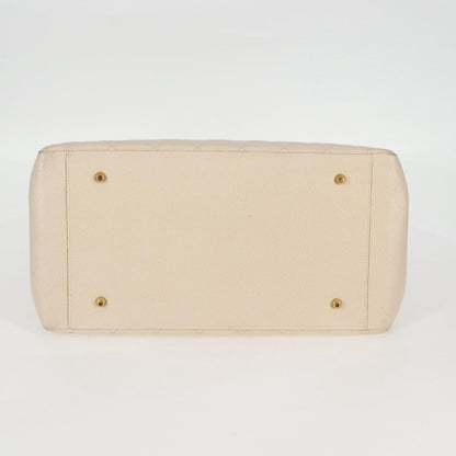 Chanel Vintage Grand Shopping Tote Quilted Calfskin, GOLD, LEATHER, Tote bag