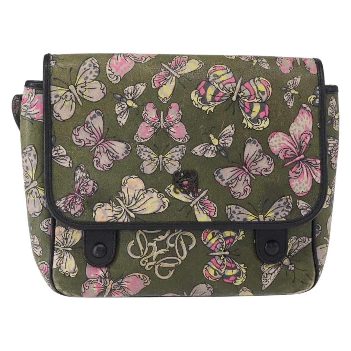 Loewe Anagram Shoulder Bag Leather, GREEN, LEATHER, Shoulder bag