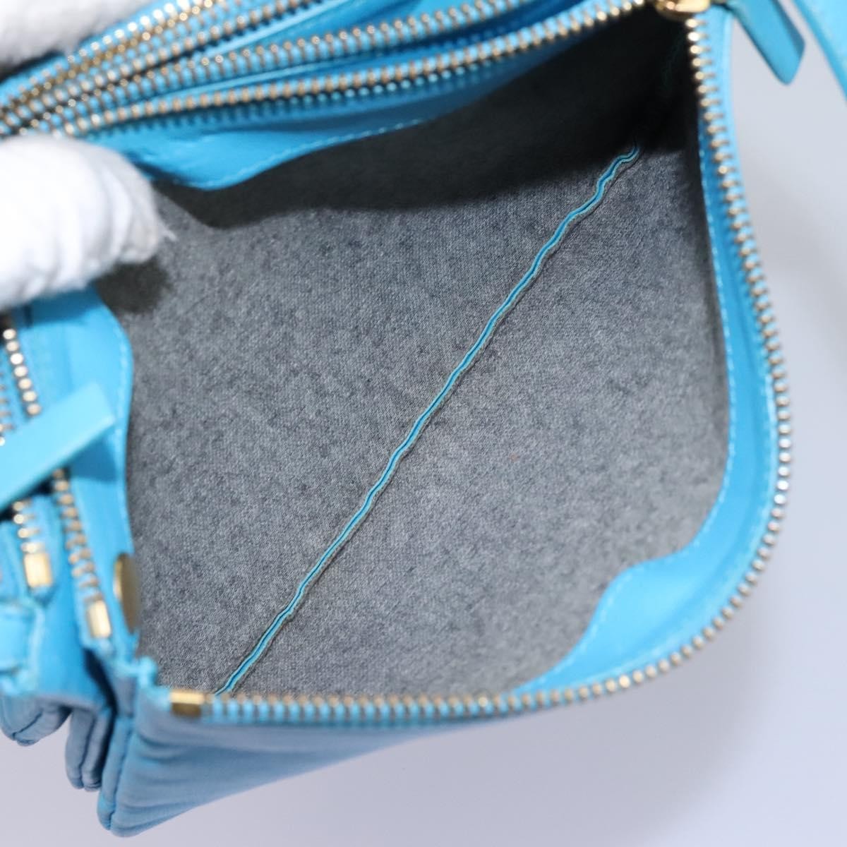 Celine Trio Crossbody Bag Leather, BLUE, LEATHER, Crossbody bag