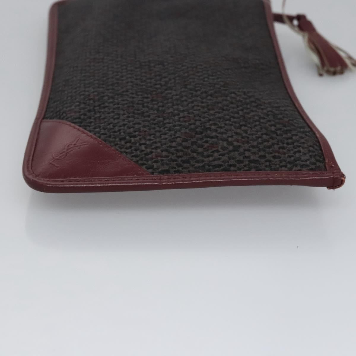 Saint Laurent Zipped Pouch Canvas, GRAY, PVC, Clutche & pouche