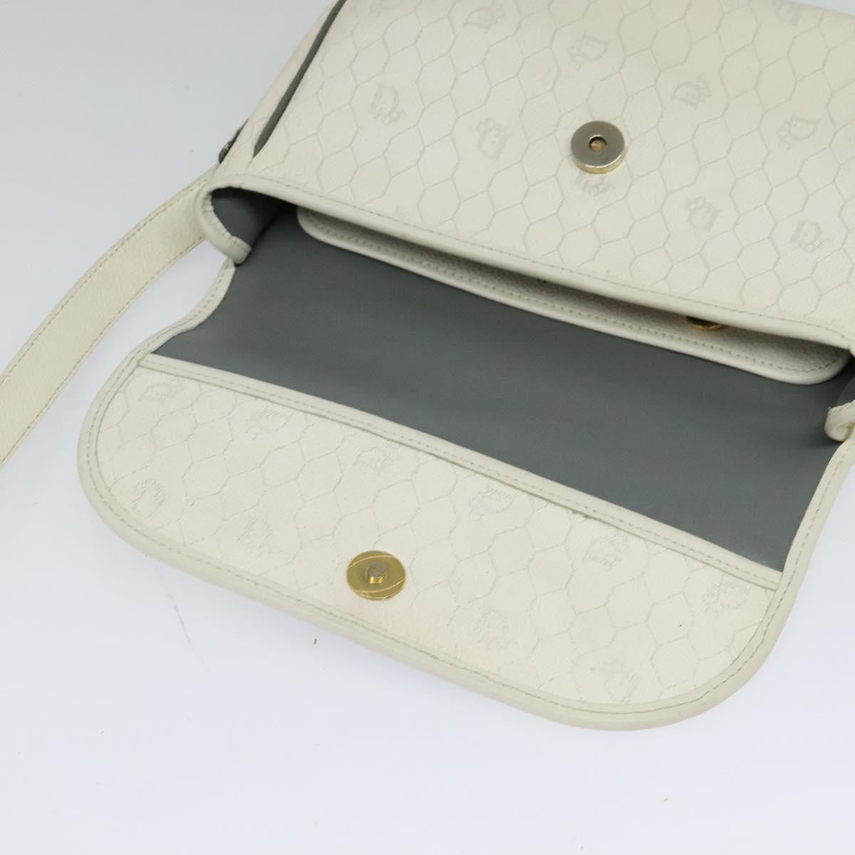 Christian Dior Vintage Honeycomb Flap Crossbody Bag Coated Canvas, WHITE, CANVAS, Crossbody bag