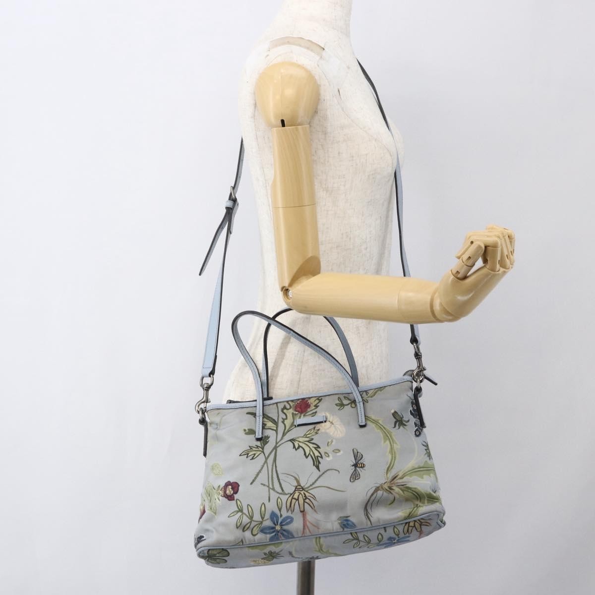 Gucci Convertible Zip Tote Flora Canvas, BLUE, CANVAS, Tote bag