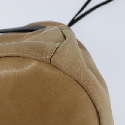 Chanel Vintage Drawstring Pouch Leather, BEIGE, LEATHER, Clutche & pouche