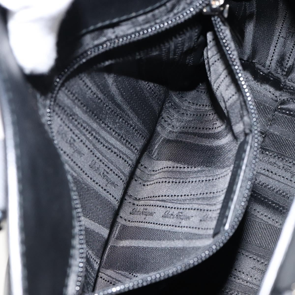 Salvatore Ferragamo Gancini handbag Leather, BLACK, LEATHER, Handbag