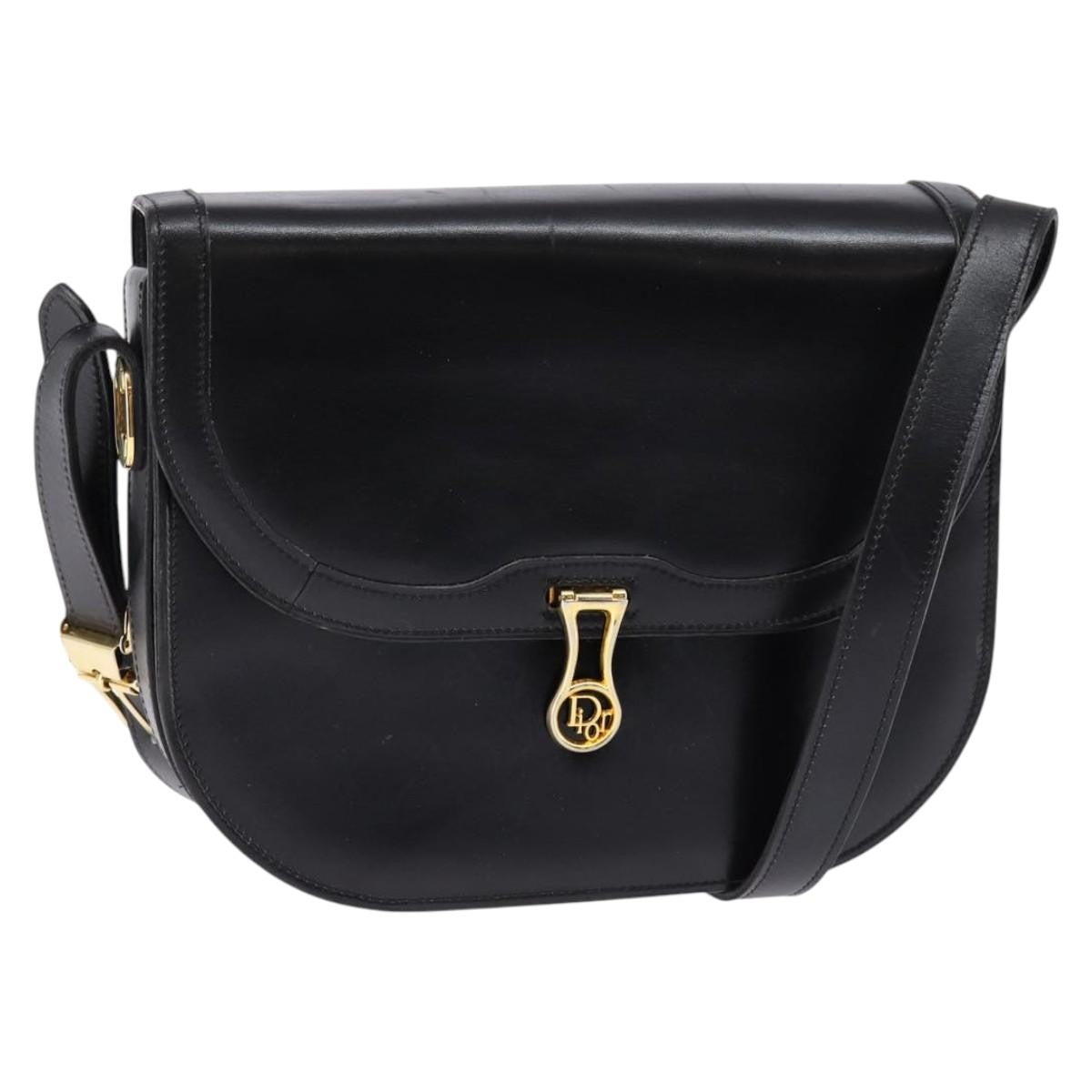 Christian Dior Flap Shoulder Bag Leather, BLACK, LEATHER, Shoulder bag