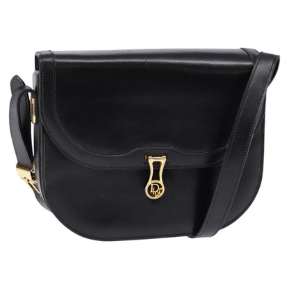 Christian Dior Flap Shoulder Bag Leather, BLACK, LEATHER, Shoulder bag