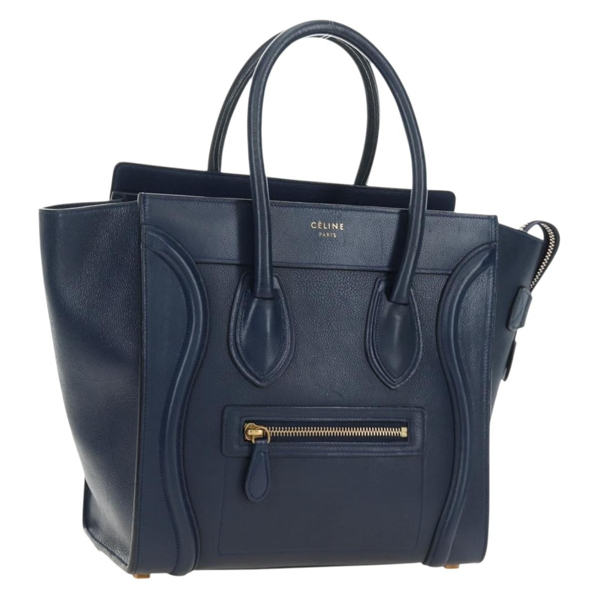 Celine Luggage Bag Smooth Leather, Navy, Leather, Tote Bag