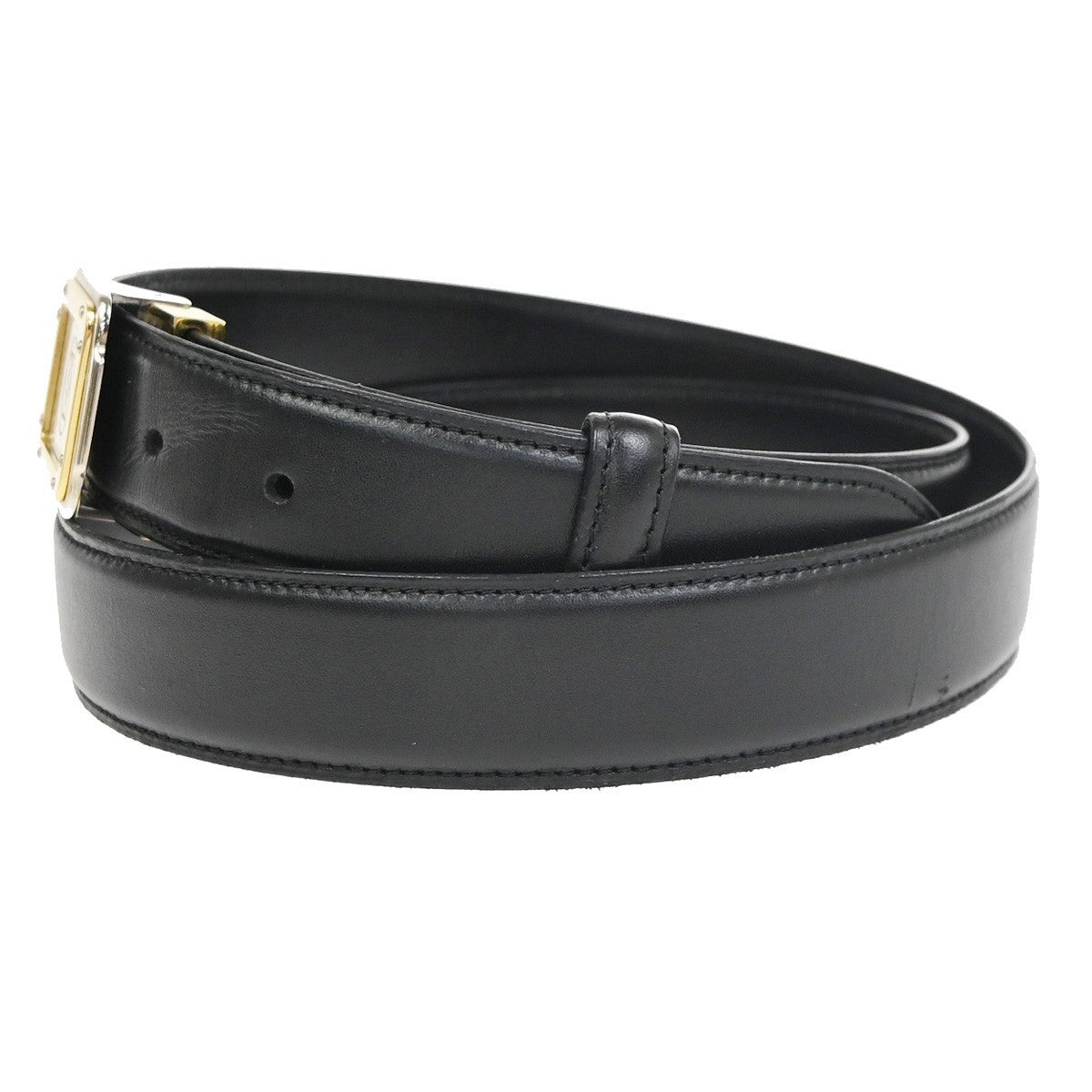Cartier Santos Plaque Reversible Belt Leather, Black, Leather, Belt