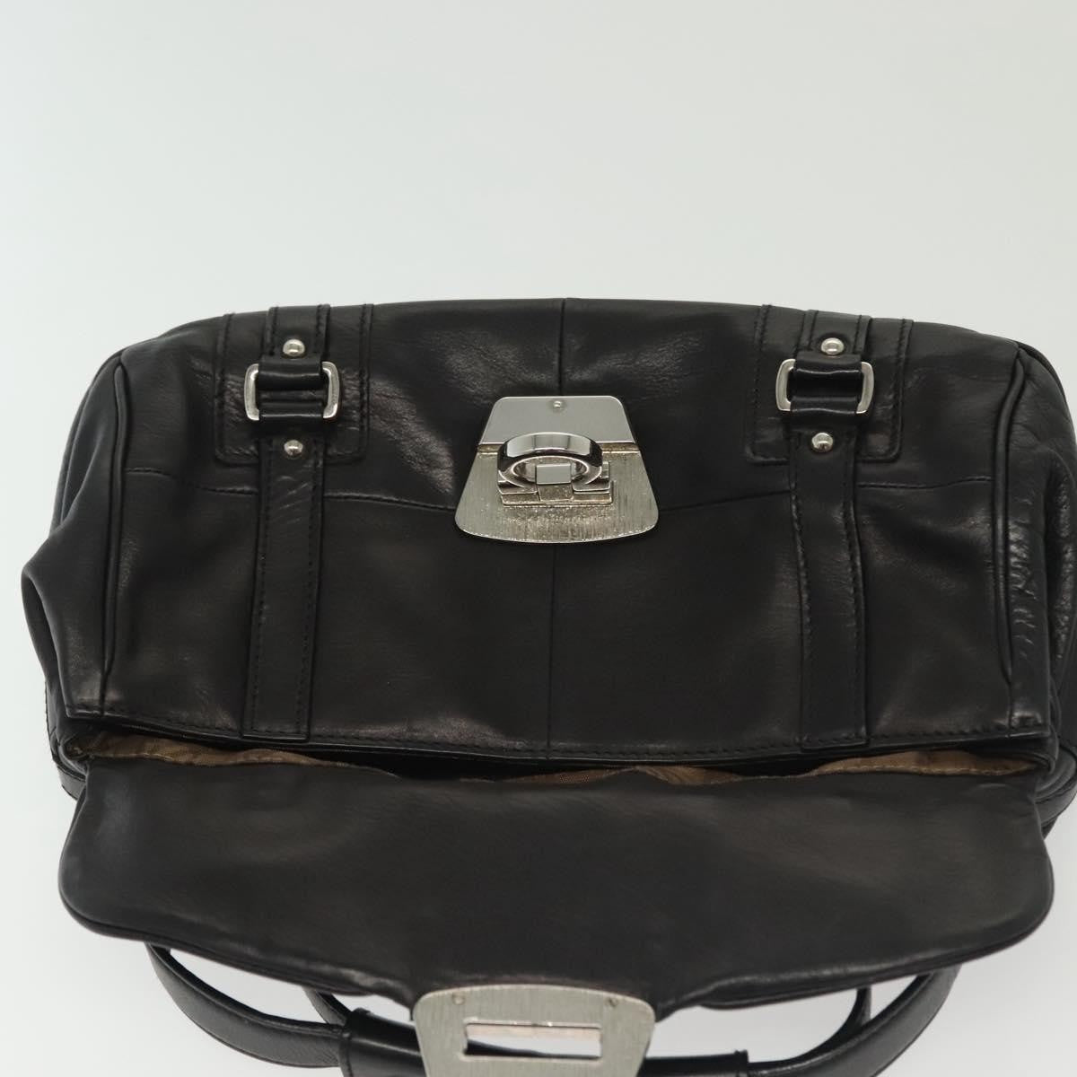 Salvatore Ferragamo Gancini handbag Leather, BLACK, LEATHER, Handbag