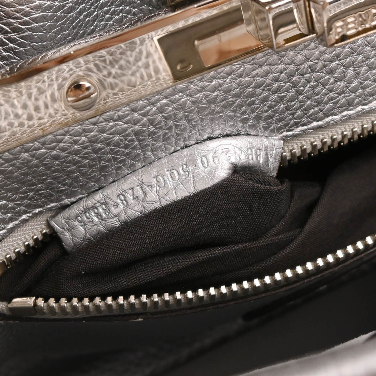 Fendi Peekaboo Bag Leather, SILVER, LEATHER, Handbag