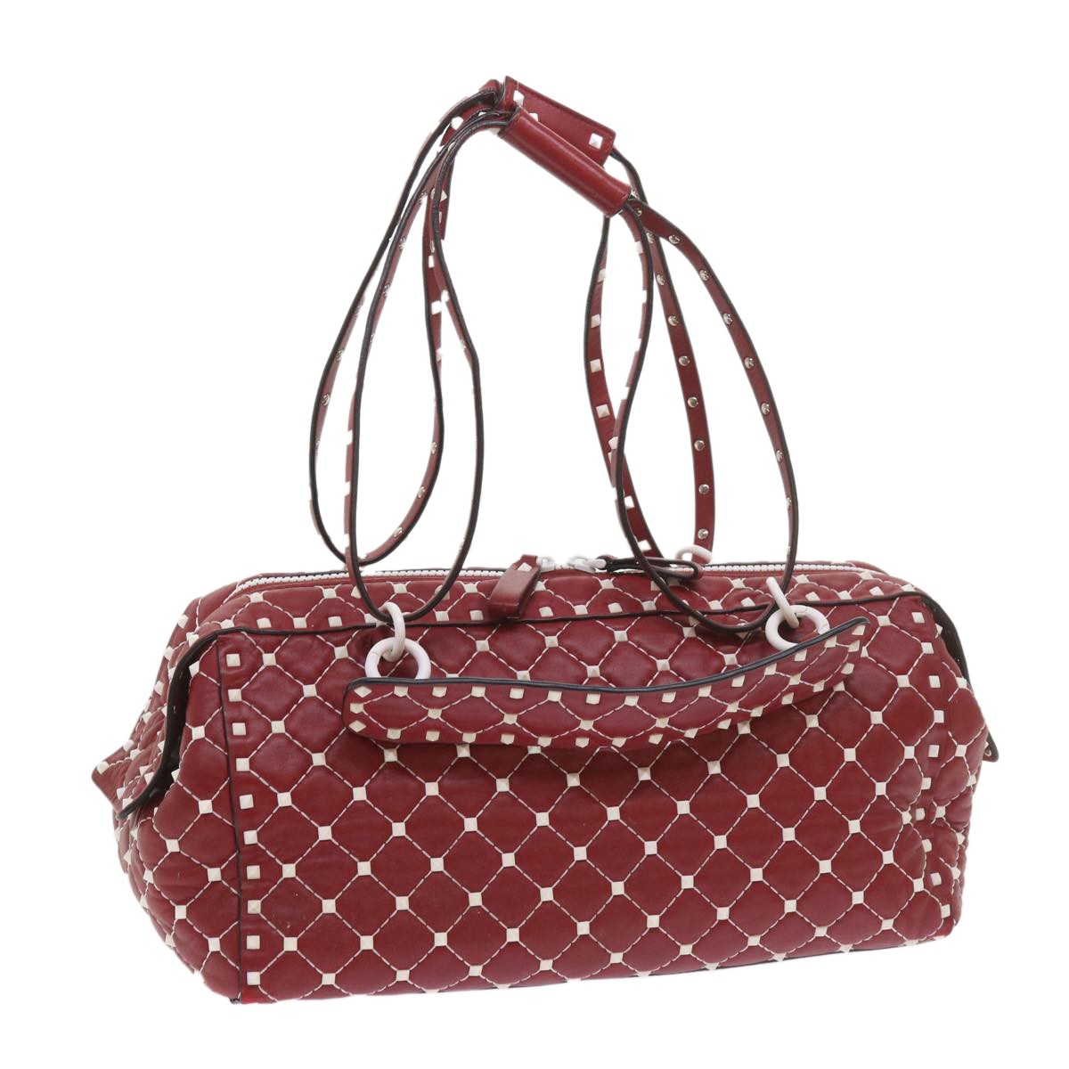 Valentino Garavani Free Rockstud Spike Duffle Bag Quilted Leather, RED, LEATHER, Travel bag