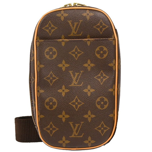 Louis Vuitton Pochette Gange Monogram Canvas, BROWN, CANVAS, Clutche & pouche