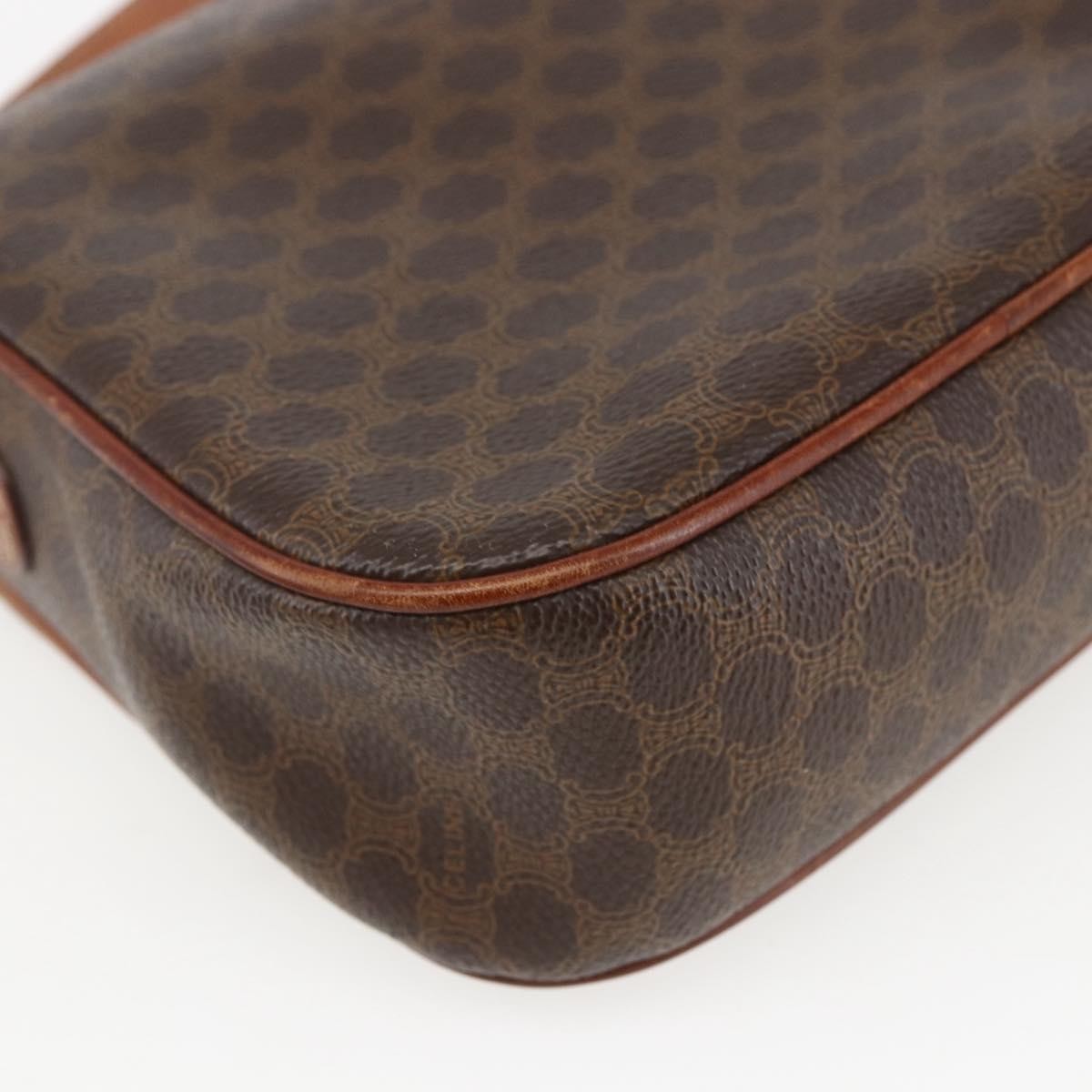 Celine Vintage Macadam Shoulder Bag Canvas and Leather, BROWN, CANVAS, Shoulder bag