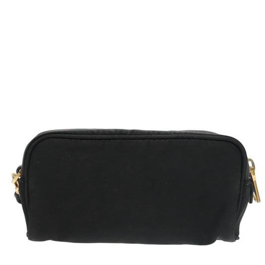 Prada Wristlet Zip Pouch Tessuto, BLACK, NYLON, Clutche & pouche
