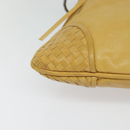 Bottega Veneta Chain Link Shoulder Bag Leather with Intrecciato, YELLOW, LEATHER, Shoulder bag