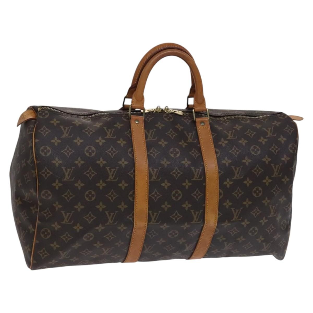 Louis Vuitton Keepall Bag Monogram Canvas, BROWN, CANVAS, Travel bag
