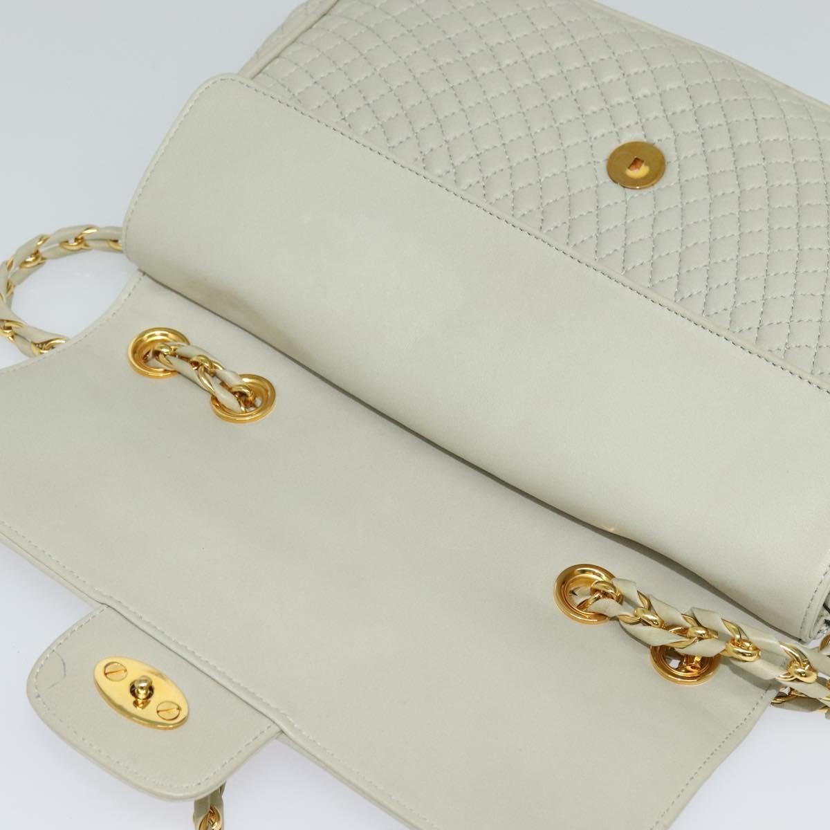 Bally Vintage Chain Shoulder Bag Quilted Leather, BEIGE, LEATHER, Shoulder bag