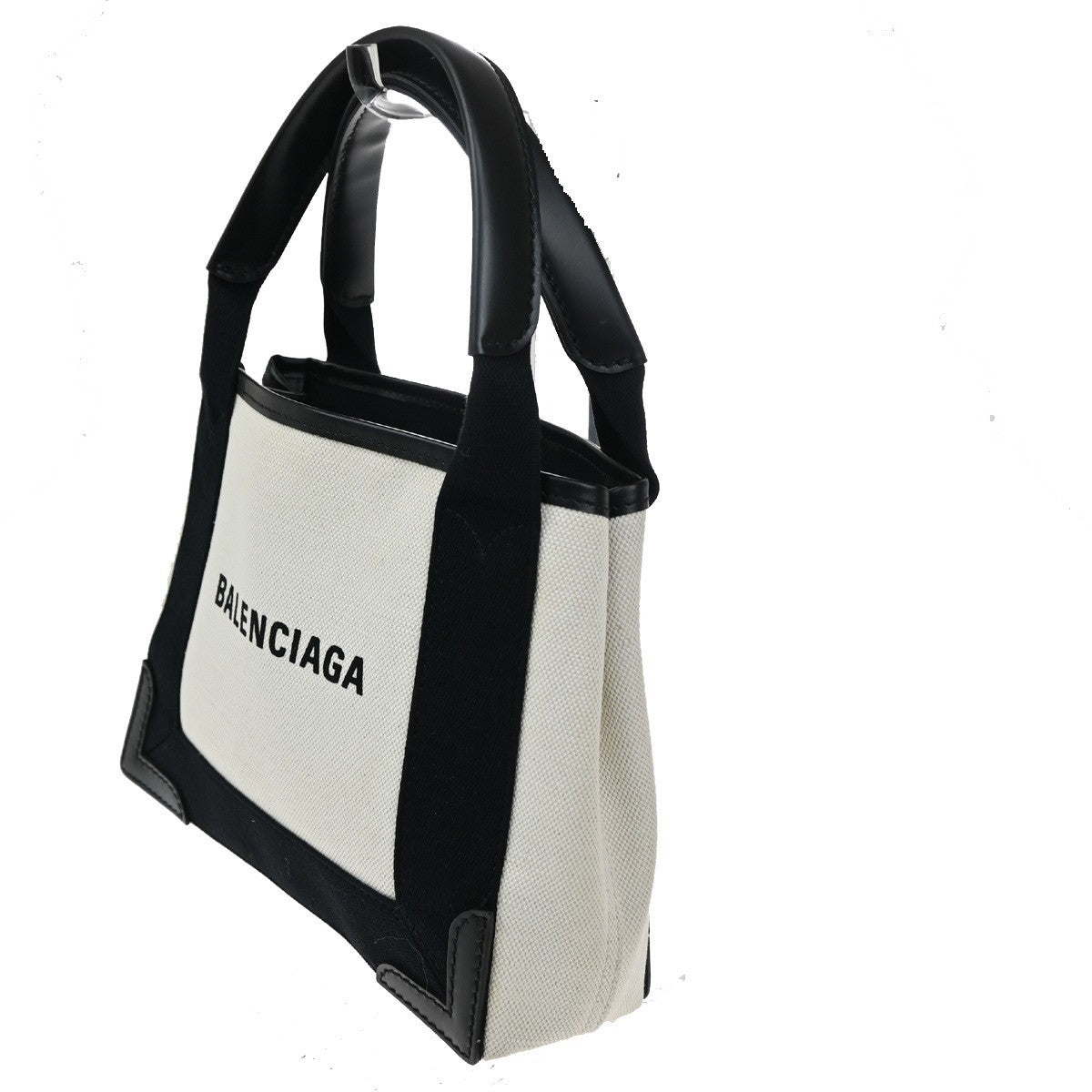 Balenciaga Navy Cabas Canvas with Leather, BEIGE, CANVAS, Bag