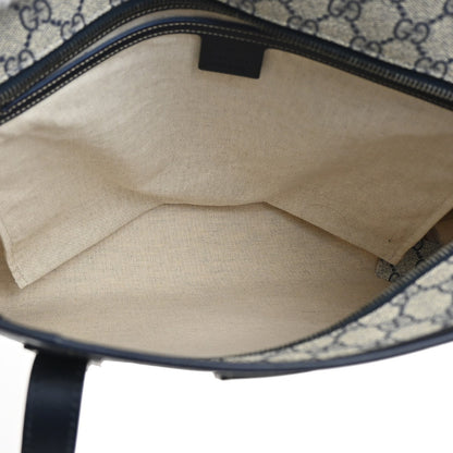 Gucci Plus Tote GG Coated Canvas with Leather, NAVY, CANVAS, Tote bag