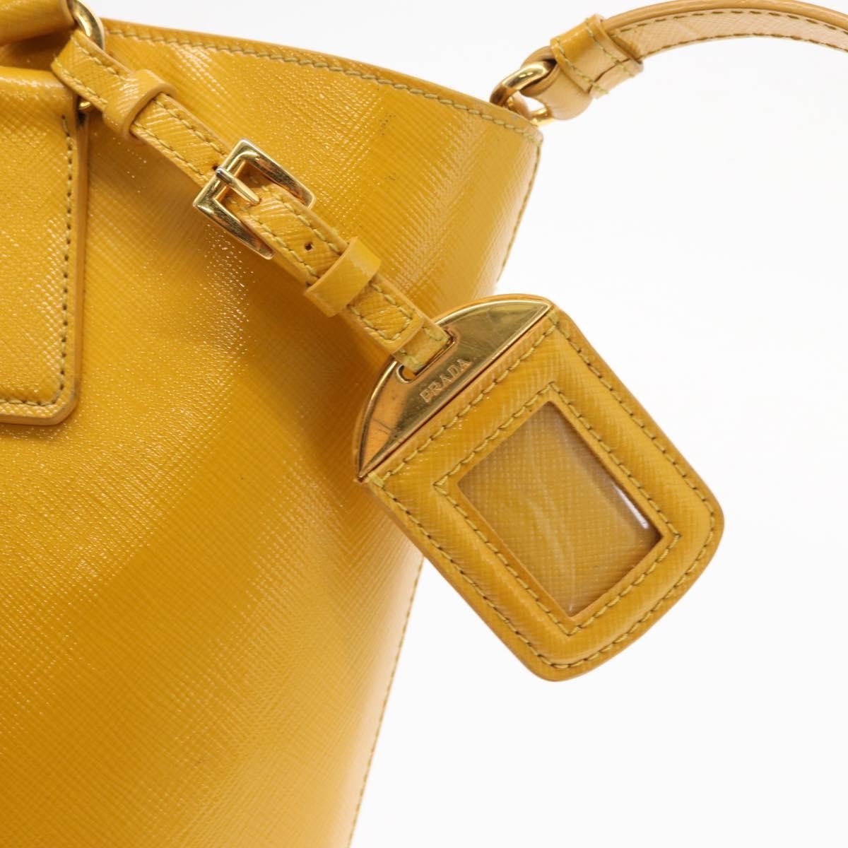 Prada Lux Convertible Bucket Tote Saffiano Leather, YELLOW, LEATHER, Handbag