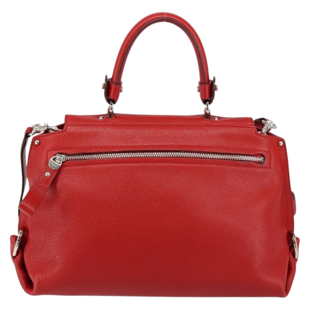 Salvatore Ferragamo Sofia Satchel Grainy Leather, RED, LEATHER, Handbag