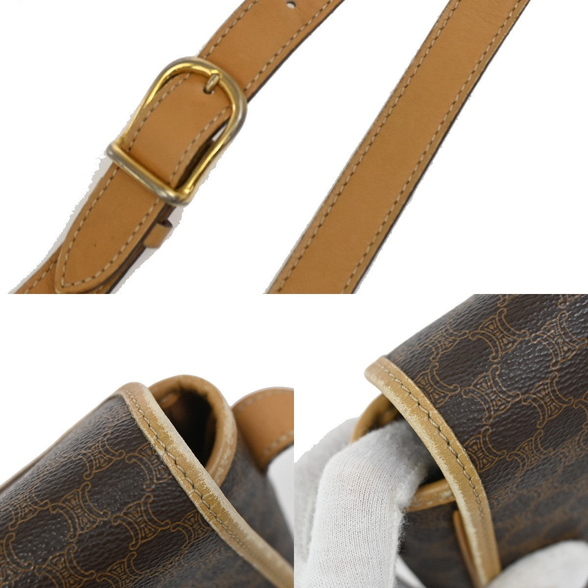 Celine Macadam Shoulder Bag PVC Leather, BROWN, PVC, Shoulder bag