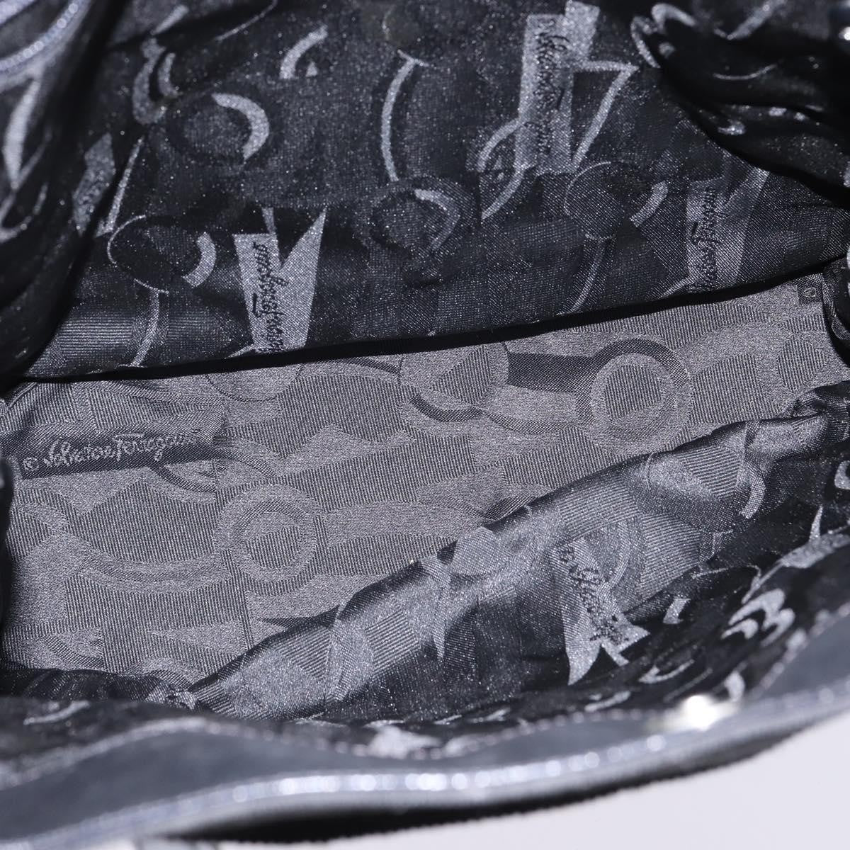 Salvatore Ferragamo Vala Shoulder Bag Canvas, BLACK, CANVAS, Shoulder bag