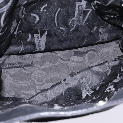 Salvatore Ferragamo Vala Shoulder Bag Canvas, BLACK, CANVAS, Shoulder bag